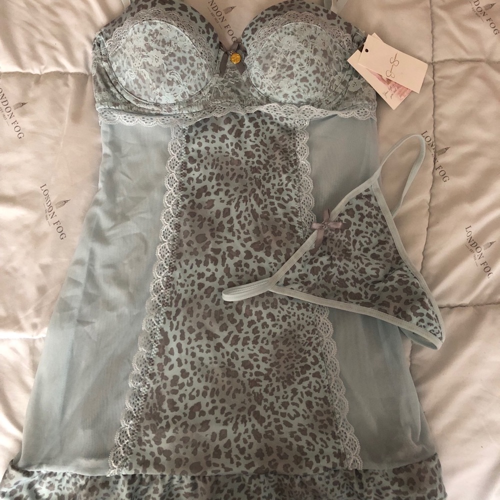 Sexy Blue Cheetah Lingerie